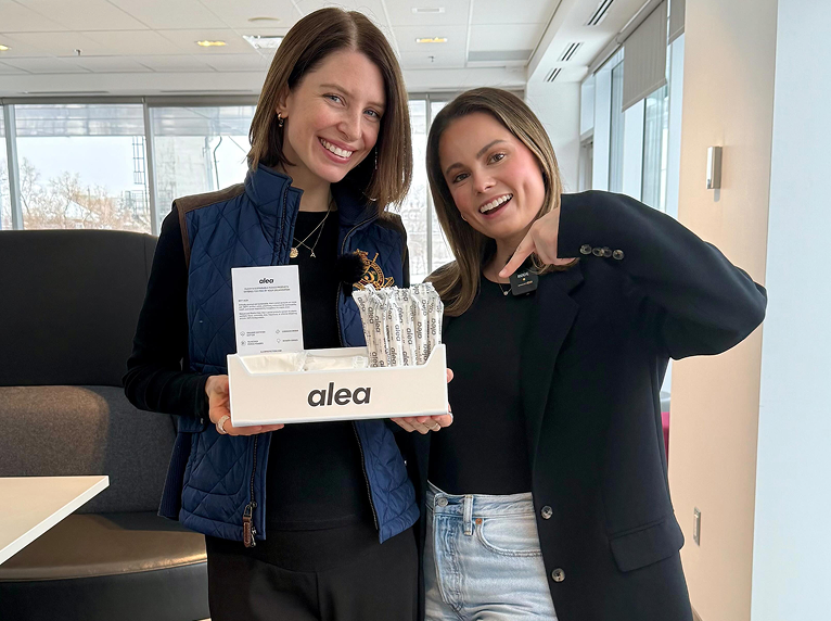 Beneva team members with an Alea dispenser